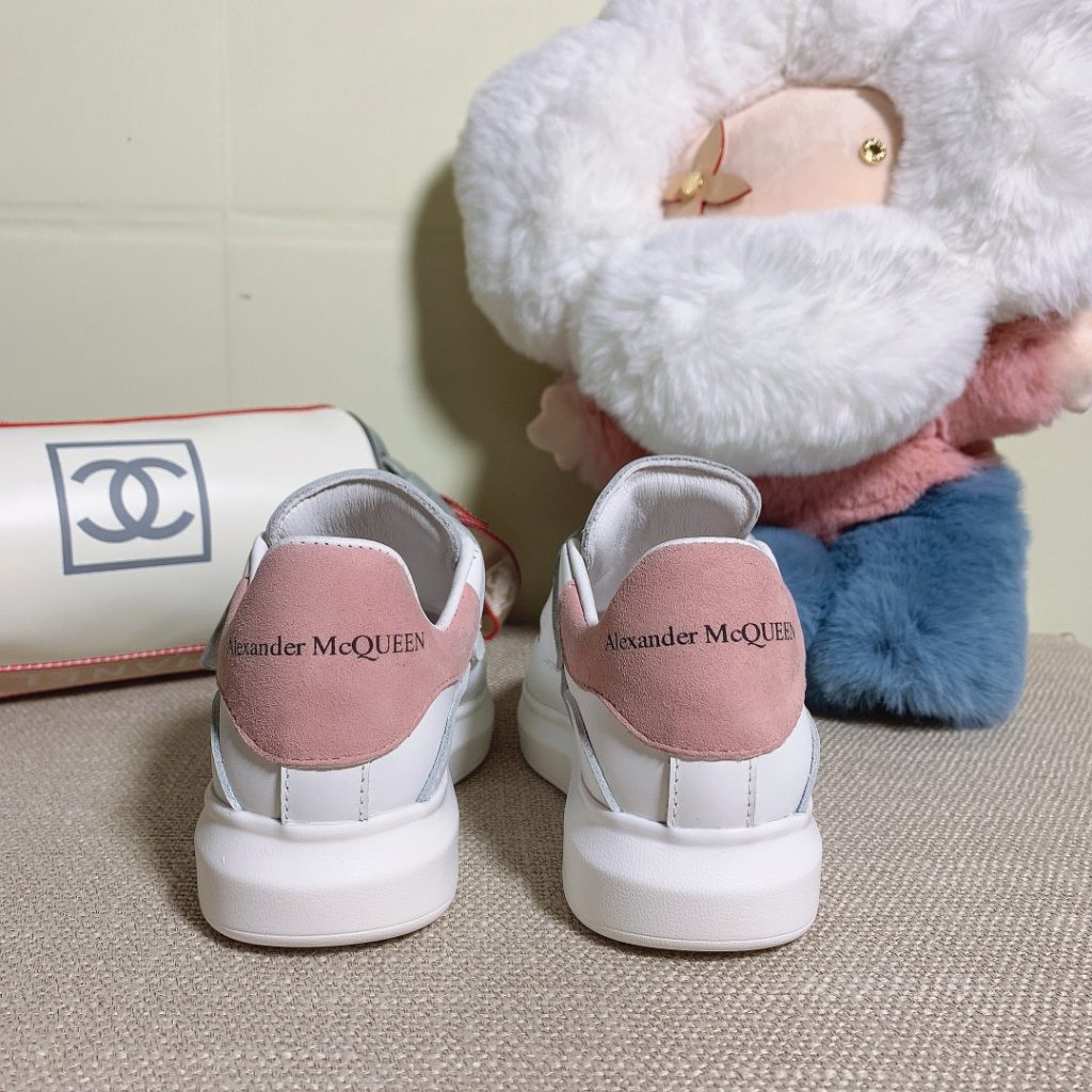 Alexander McQueen Women’s White & Pink Leather Sneakers