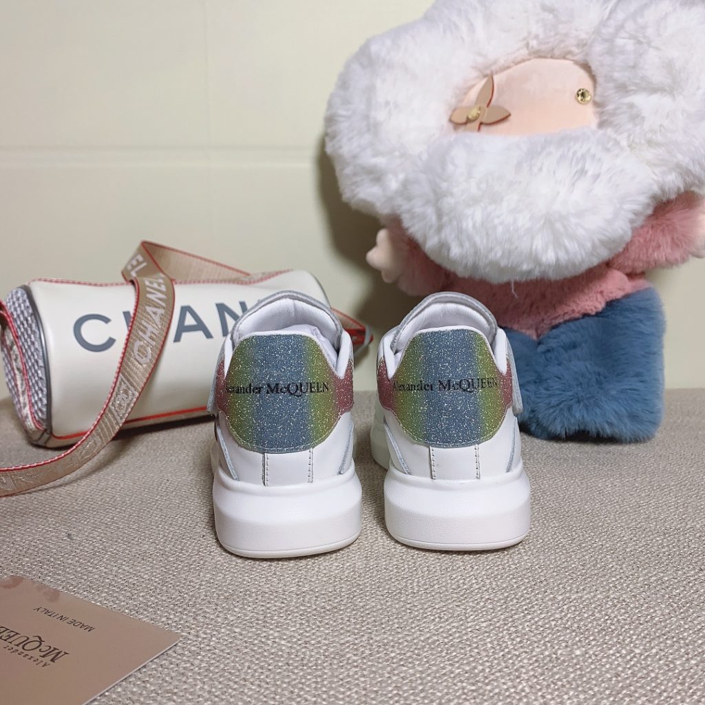 Alexander McQueen White Sneakers with Colorful Heel Detail
