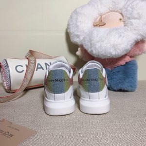 Alexander McQueen White Sneakers with Colorful Heel Detail