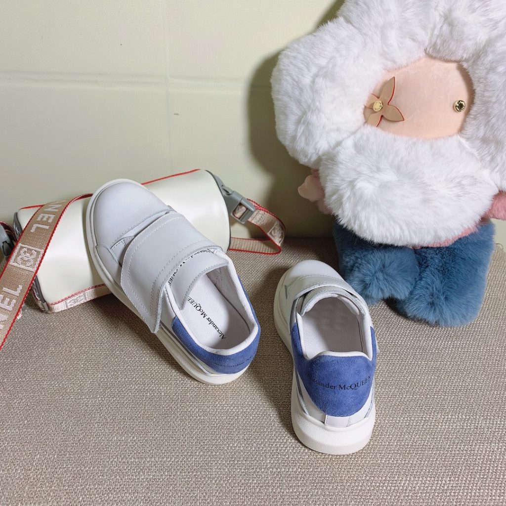 Alexander McQueen White and Blue Velcro Sneakers for Women