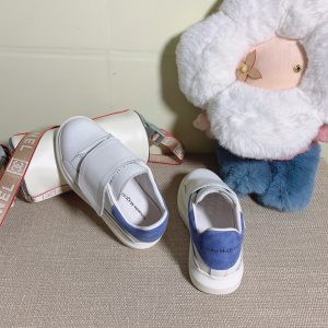 Alexander McQueen White and Blue Velcro Sneakers for Women
