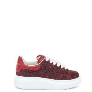 Red Glitter Sneaker Shoes with White Sole Trendy Casual Fo