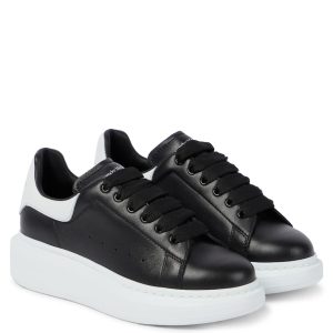 Black Leather Chunky Sneakers with White Accents by Aeyde
