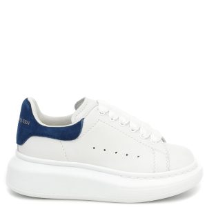 Alexander McQueen White Leather Sneakers with Blue Suede Det
