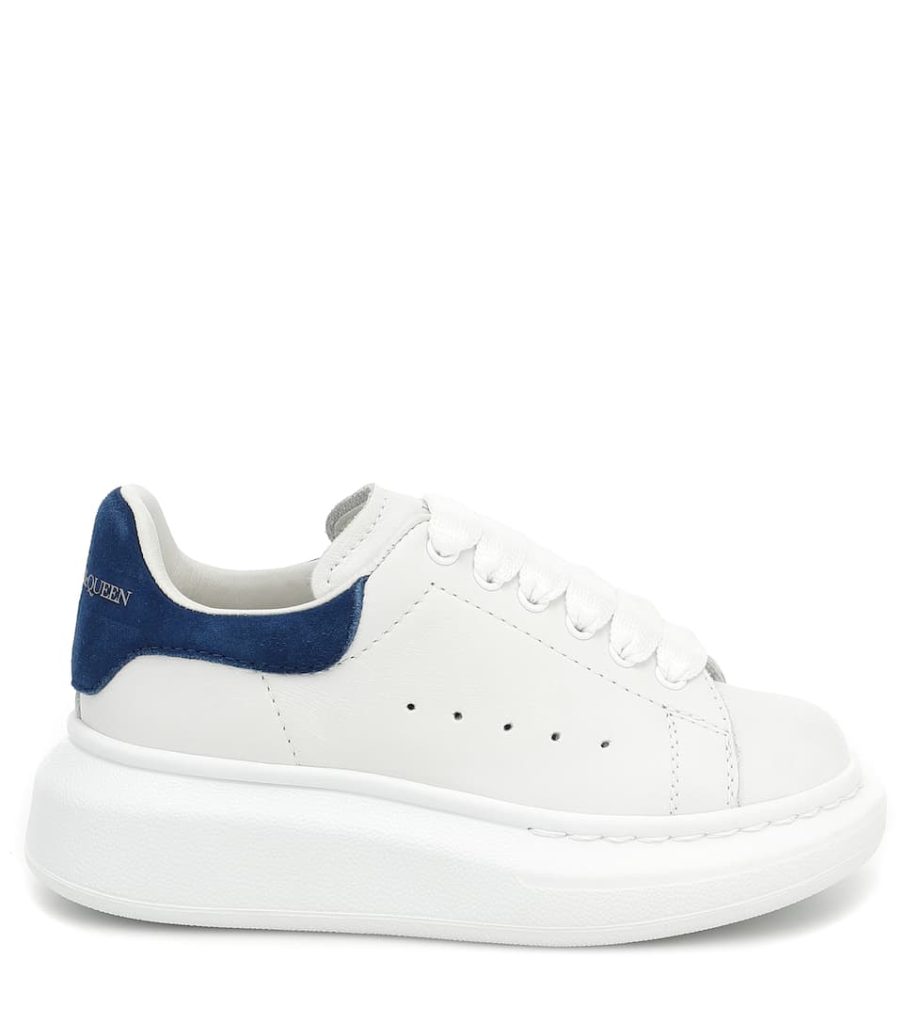 Alexander McQueen White Leather Sneakers with Blue Suede Det