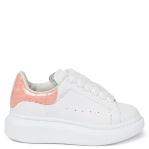 Alexander McQueen Women's White and Pink Croc Print Sneakers