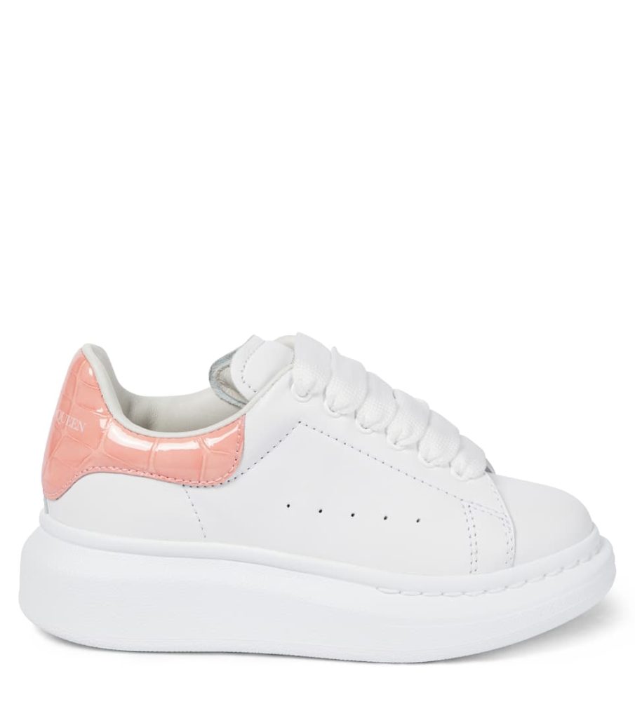 Alexander McQueen Women’s White and Pink Croc Print Sneakers