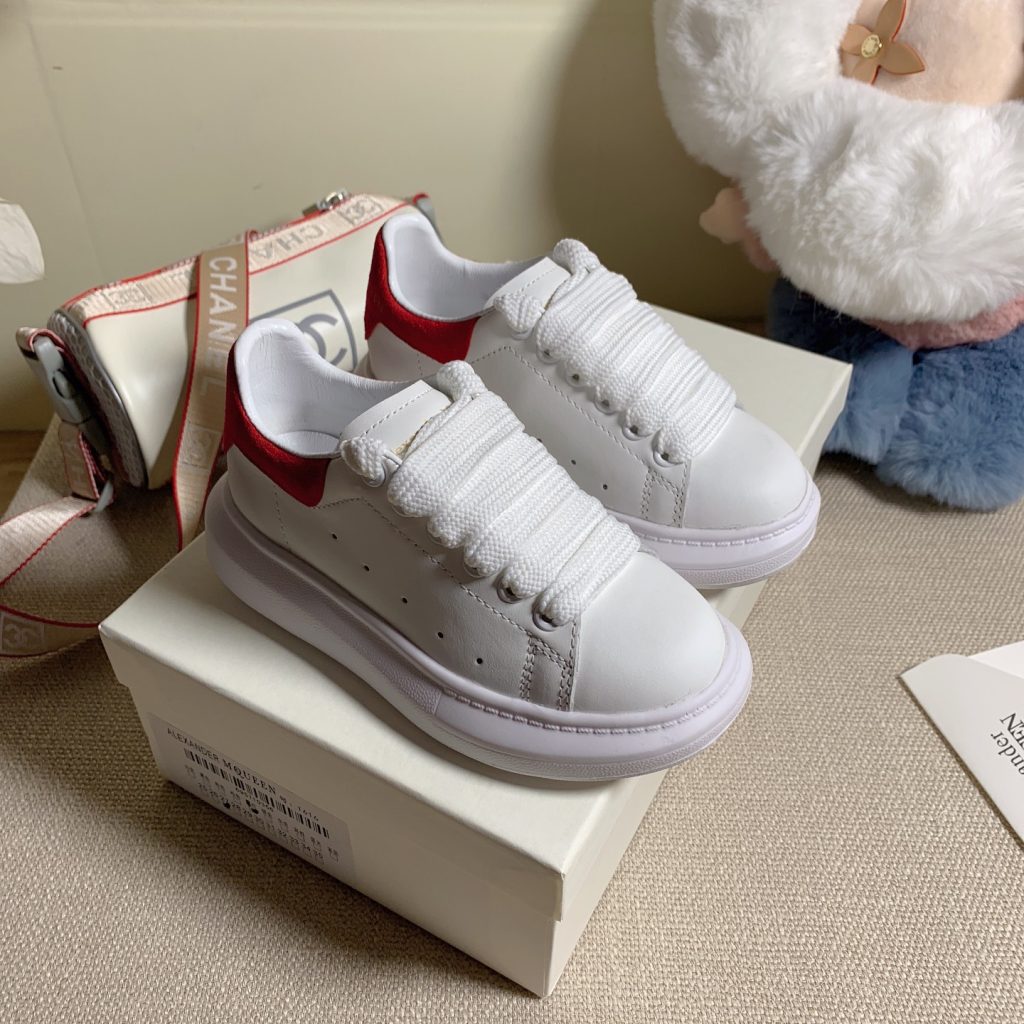 White and Red Platform Sneakers for Kids, Casual, Brand Ale