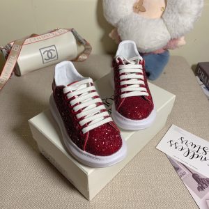 Alexander McQueen Women's Red Glitter Sneakers
