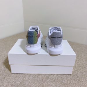 Alexander McQueen Rainbow Glitter Sneakers in White and Mult