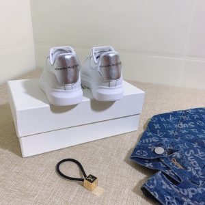 Alexander McQueen Women's White Sneakers with Silver Accents