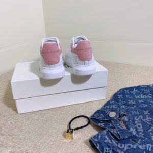 Alexander McQueen Women's White and Pink Leather Sneakers