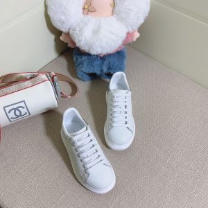 Chic White Leather Sneakers for Women Casual Style by Chan