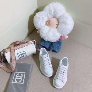 Chanel White Leather Sneakers for Women Casual High Fashio
