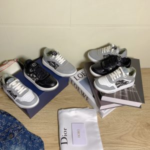 Dior Men's Casual Sneakers in Black, Grey & White Designer