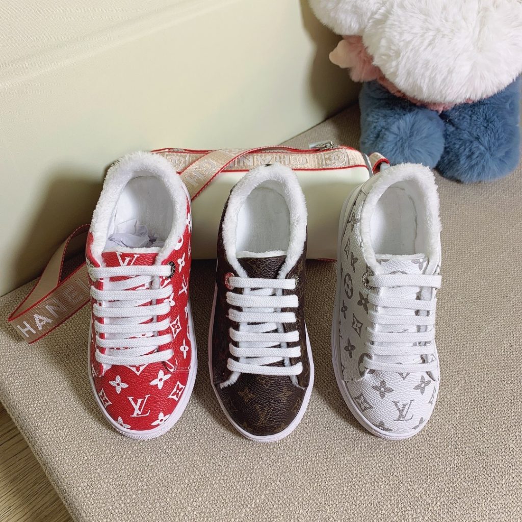 Louis Vuitton Cozy Sneakers Set Red, Brown, White, Furry L