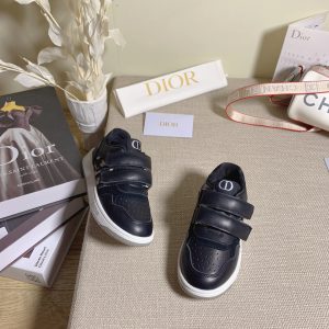 Dior Black Leather Velcro Sneakers for Kids