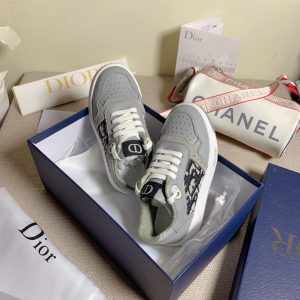 Dior Grey Canvas Sneakers with Monogram Detail