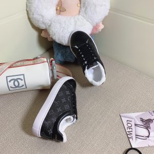 Louis Vuitton Black Monogram Faux Fur Sneakers for Women