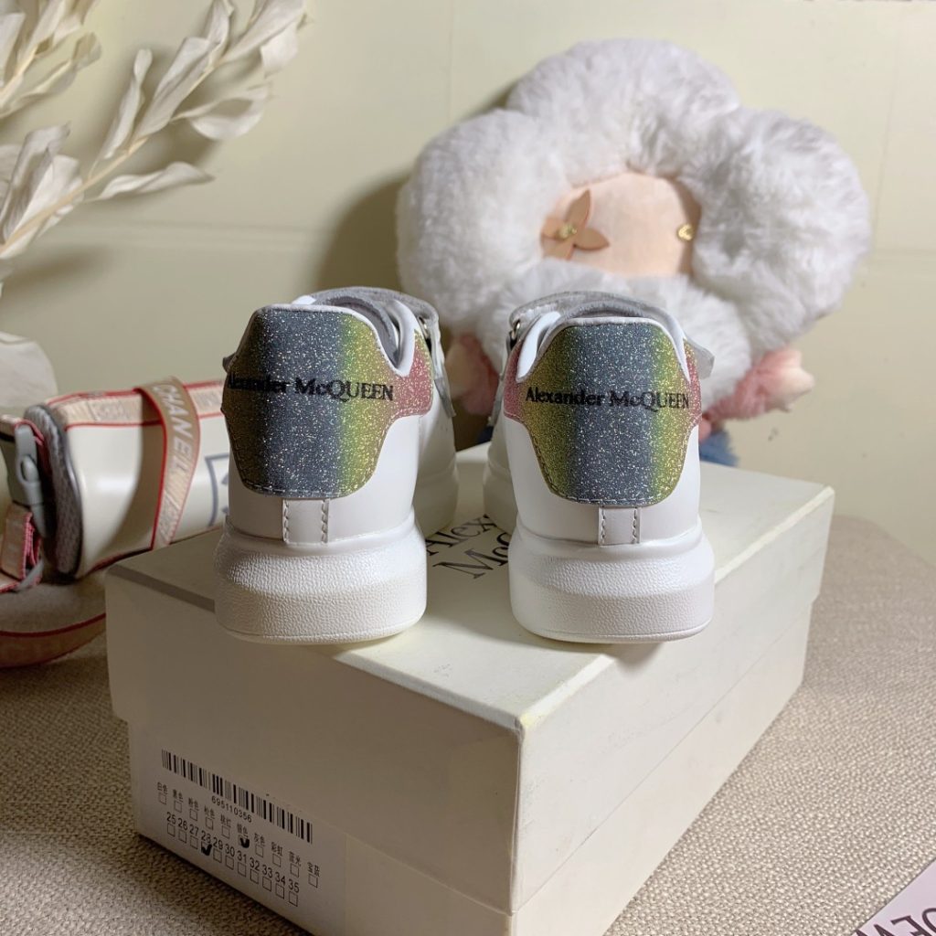 Alexander McQueen White Glitter Strap Sneakers for Women