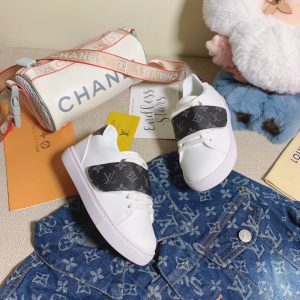 Louis Vuitton White & Black Canvas Sneakers for Stylish Casu