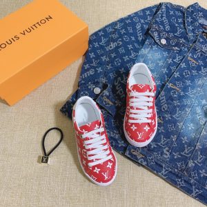 Louis Vuitton Red Patterned Sneakers for Kids with Denim Jac