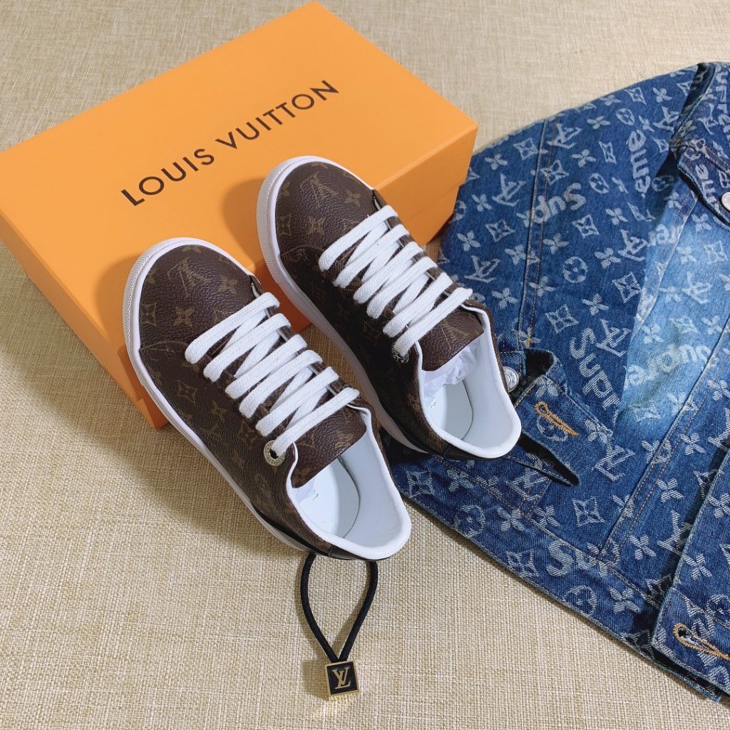 Louis Vuitton Monogram Brown Sneakers with White Soles