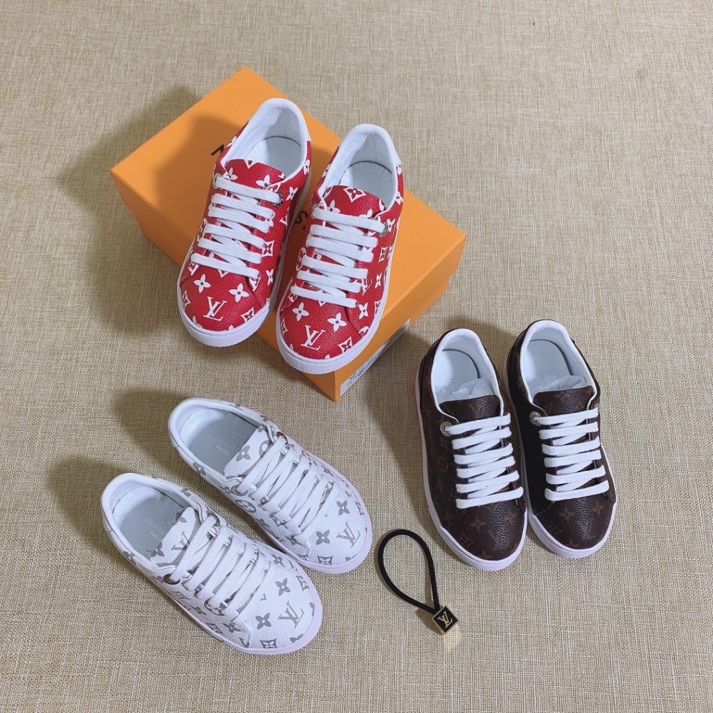 Louis Vuitton Monogram Sneakers Set in Red, White, and Brown