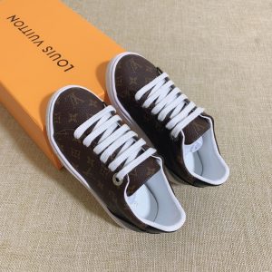 Louis Vuitton Brown Monogram Canvas Sneakers with White Lace