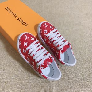 Louis Vuitton Red Monogram Canvas Sneakers for Men