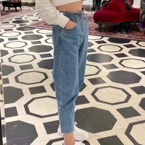 High Waisted Light Blue Denim Jeans for Women