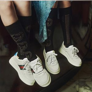 Men's Black Patterned Socks with White Sneakers Stylish Ca
