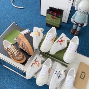 Designer Cartoon Sneakers for Men, White, Canvas, Casual, Tr