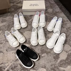 Alexander McQueen White Leather Sneakers with Graphic Accent