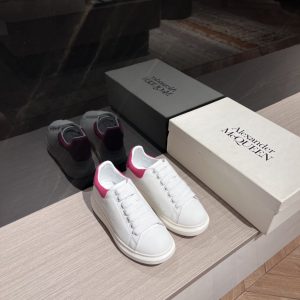 Alexander McQueen Women's White and Pink Leather Sneakers
