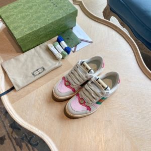 Gucci Women's Multicolor Canvas Sneakers with Pink and Green