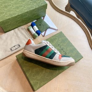Gucci Multicolor Vintage Sneakers with Green Stripes