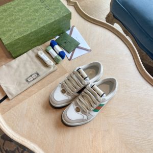 Gucci Retro White Sneakers with Green and Red Stripes, Canva