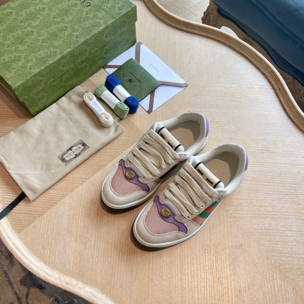 Gucci Women’s Multicolor Canvas Sneakers with Green Stripes