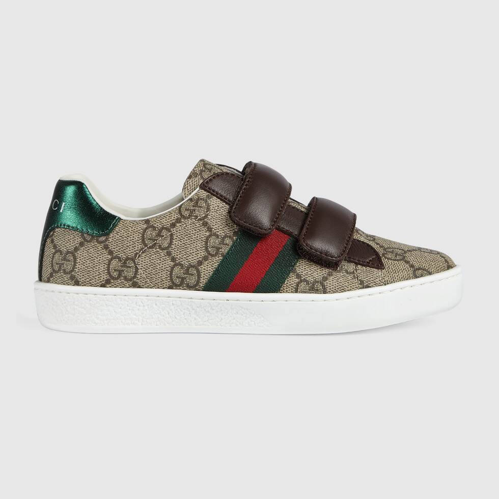 Gucci Kids’ Casual Sneakers Beige Green Red GG Canvas, Vel