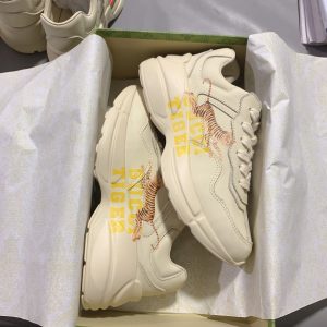 Gucci Tiger Cream Sneakers for Men Casual Athletic Footwea