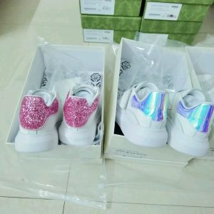 Glitter and Iridescent Back White Sneakers for Kids