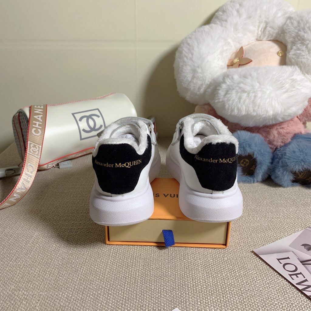 Alexander McQueen White Suede Platform Sneakers with Velcro