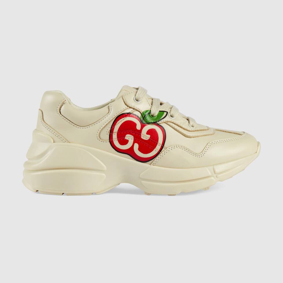 Gucci Cherry Logo Beige Leather Chunky Sneakers