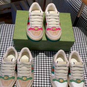Gucci Women's Colorful Canvas Sneakers Pink, Green & Beige