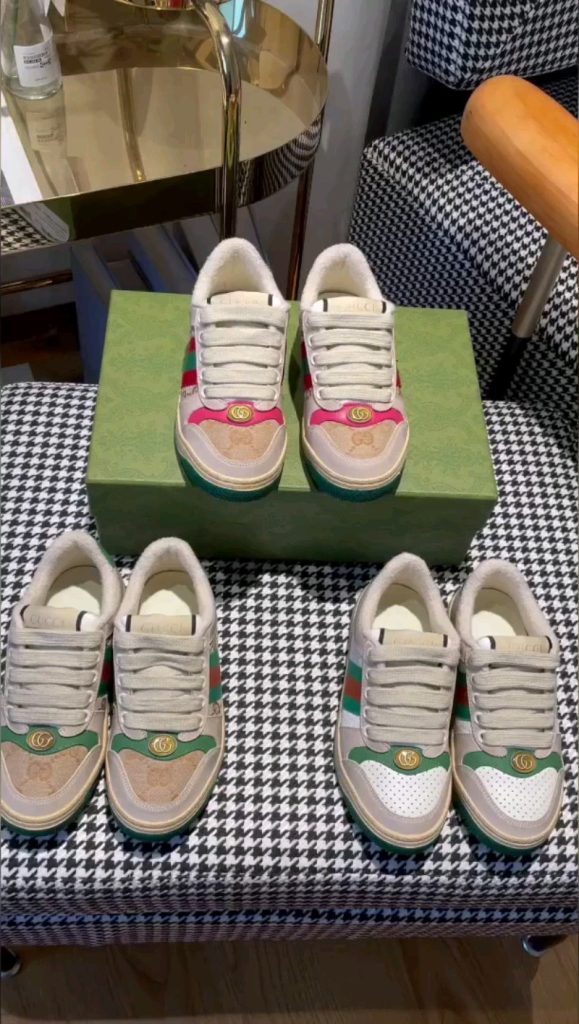 Gucci Women’s Colorful Canvas Sneakers Pink, Green & Beige