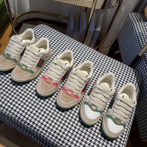 Casual Sneakers for Men, Beige with Green & Red Stripes, Sty