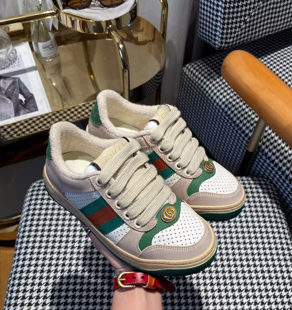 Gucci GG Retro Sneakers in Beige, Green, and Red Canvas