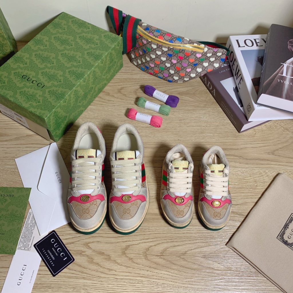 Gucci Kids’ & Adults’ Floral Pattern Beige Sneakers, Stylish