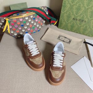Gucci Brown Monogram Sneakers for men, Casual Leather Athlet